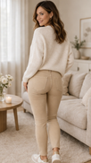 Beiget slim fit farkut – Jade push up stretch jeans