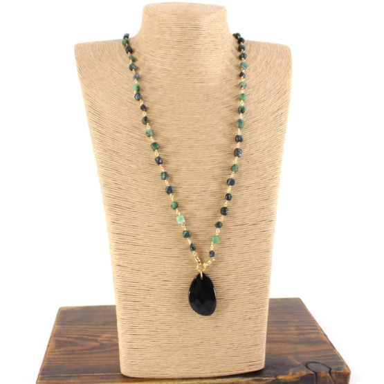 Jolia kaulakoru , ruostumaton teräs, musta/ vihreä