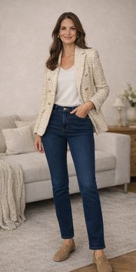 Klassiset Straight Fit farkut – tummansininen, korkea vyötärö