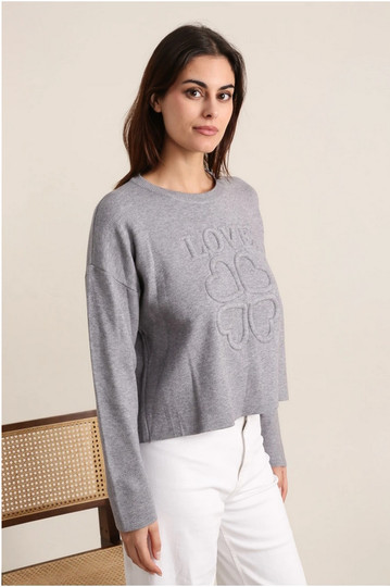 Love collegepusero + hame – laatuviskoosia, kohopainettu teksti puserossa