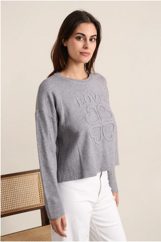 Love collegepusero + hame – laatuviskoosia, kohopainettu teksti puserossa