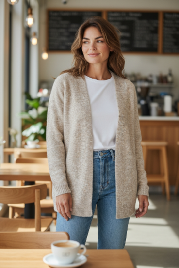 Neuletakki beige/harmaa