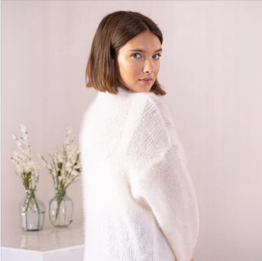 Mohair neuletakki , valkoinen