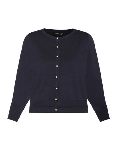 Cocco-tyylinen ja elegantti neuletakki – tummansininen helminapeilla