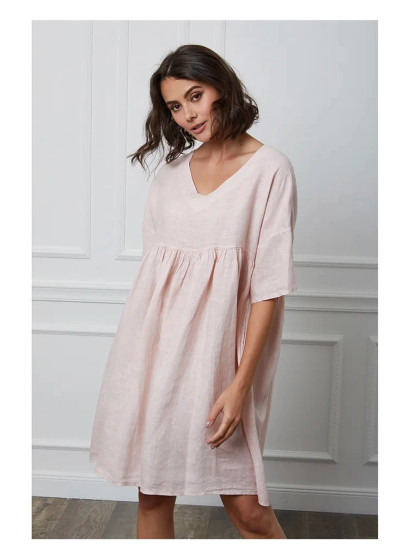 Adeliina Linen Dress -Pellavamekko,  roosa