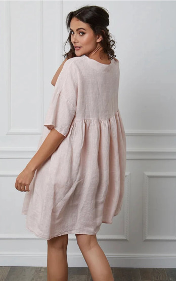 Adeliina Linen Dress -Pellavamekko,  roosa