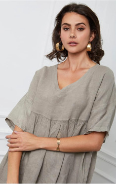 Adeliina Linen Dress -Pellavamekko,  Taupe