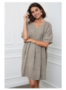 Adeliina Linen Dress -Pellavamekko,  Taupe