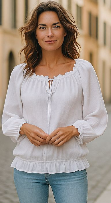 Pellavapusero Evian,  valkoinen