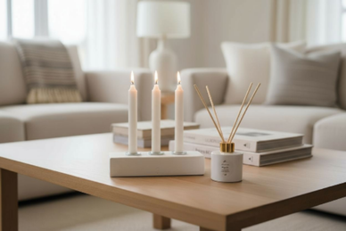 Rustiikkinen adventtikynttelikkö valkoinen