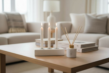 Rustiikkinen adventtikynttelikkö valkoinen