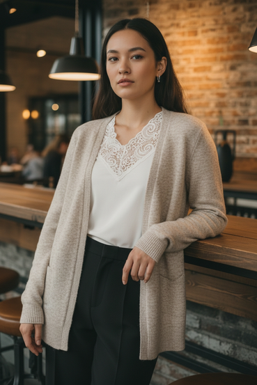 Neuletakki beige/harmaa