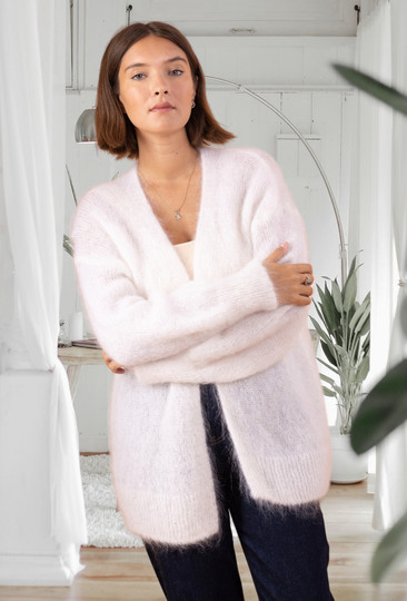 Mohair neuletakki , valkoinen