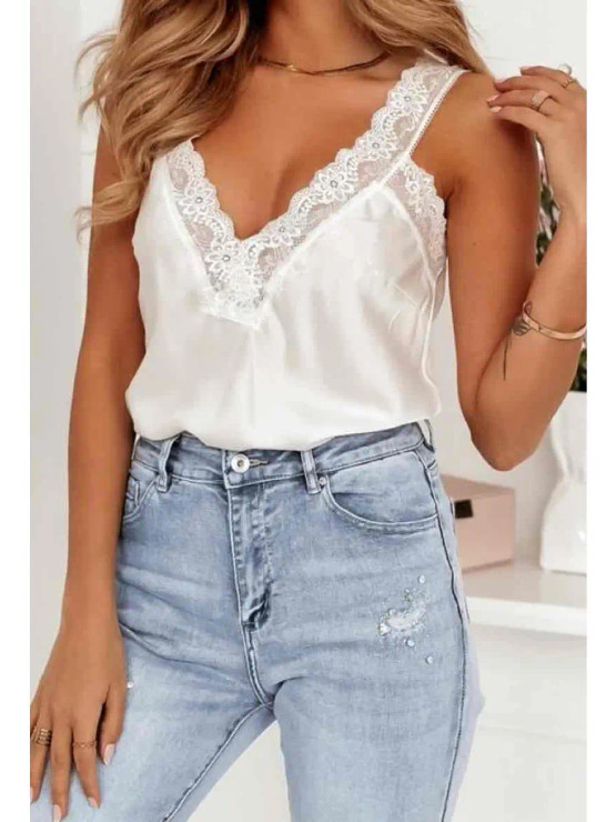 Satiinitoppi valkoinen