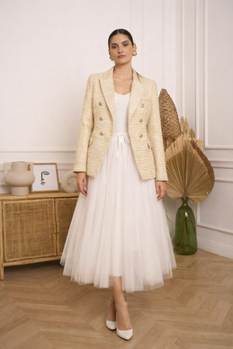 Valkoinen bleiseri naiselle – kaksirivinen napitus | Choklate Paris