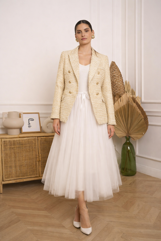 Valkoinen bleiseri naiselle – kaksirivinen napitus | Choklate Paris