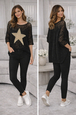 Star verkkoneule musta