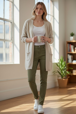 Oliivin vihreät puuvillafarkut