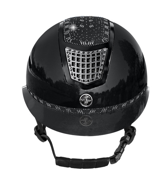 FP Quantinum EOS 2.0 Shiny ratsastuskypärä aurinkolipalla, musta