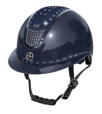 FP Quantinum EOS 2.0 Shiny ratsastuskypärä aurinkolipalla, sininen