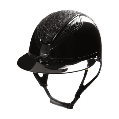 Luna ratsastuskypärä, kiiltävä glitter musta