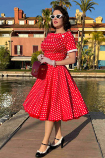 Dolly & Dottyn Darlene Red White Polka Dot -mekko