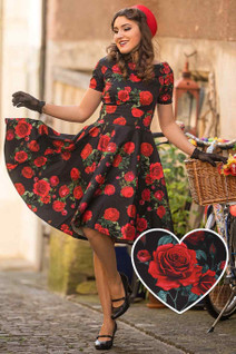Dolly & Dottyn Darlene Vintage Red Roses -mekko