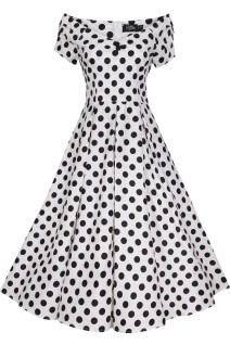 Dolly & Dottyn Lily White Black Polka Dot -mekko