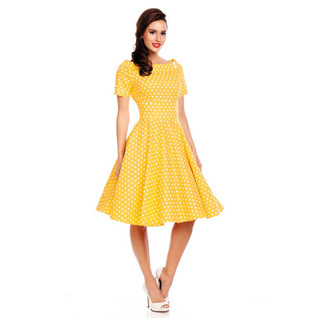 Dolly & Dottyn Darlene Yellow Polka Dot-mekko