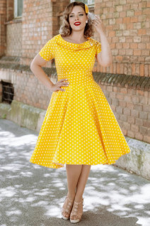 Dolly & Dottyn Darlene Yellow White Polka Dot-mekko