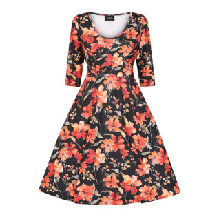 Lady Vintage Betty Orange Floral Floral-mekko