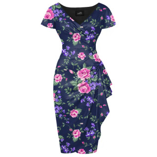 Lady Vintage Elsie Pink and Navy Floral-mekko