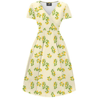 Lady Vintage Lyra Lemon Gingham -mekko