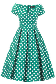 Dolly & Dottyn Apple Green White Polka Dot -mekko