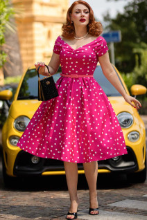 Dolly & Dottyn Lily Dark Pink White Polka Dot-mekko