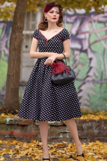 Lily Black White Polka Dot Red Details-mekko