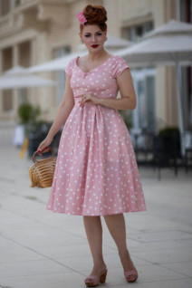 Lily Light Pink White Polka Dot-mekko