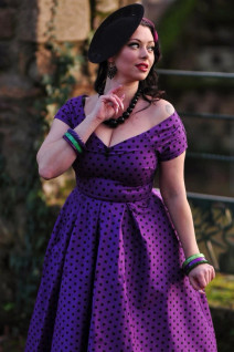 Dolly & Dottyn Lily Purple Black Polka Dot -mekko
