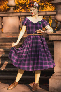 Dolly & Dottyn Lily Purple Tartan-mekko