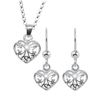 Magic Silver Pitsisydän-riipus ketjulla ja korvakorut, hopeaa