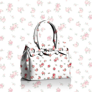 Miss Plus-käsilaukku, Floral Bianca, HANDMADE IN ITALY!