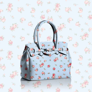 Miss Plus-käsilaukku, Floral Blue, HANDMADE IN ITALY!