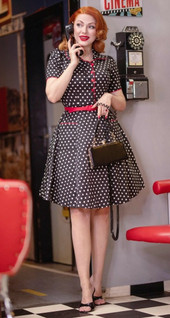 Dolly & Dottyn Penelope Polka Dot Black-mekko