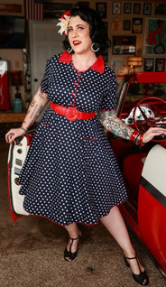 Dolly & Dottyn Penelope Polka Dot Blue-mekko