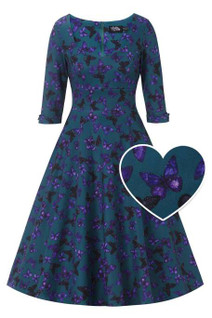 Dolly & Dottyn Scarlette Teal Purple Butterfly -mekko