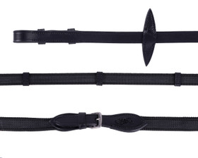 Anti-slip ohjat nahka stoppareilla musta QHP 2006