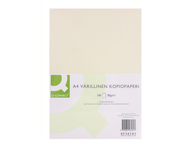 Kopiopaperi Q-Connect A4 80g/m2 vaniljankeltainen/100 arkkia