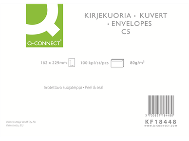 Tarrakuori Q-Connect C5 80g valk/100 sisuspainatus 