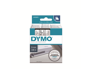 Tarrakasetti Dymo D1 40910 9mm kirkas/musta