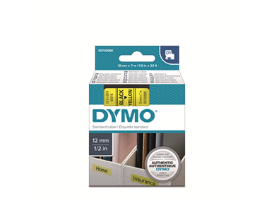 Tarrakasetti Dymo D1 45018 12mm keltainen/musta 
